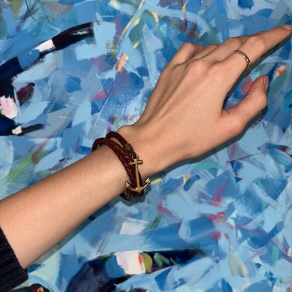 Kiel James Patrick Ocean Aged Whiskey Leather Bracelet - Picture 4 of 6